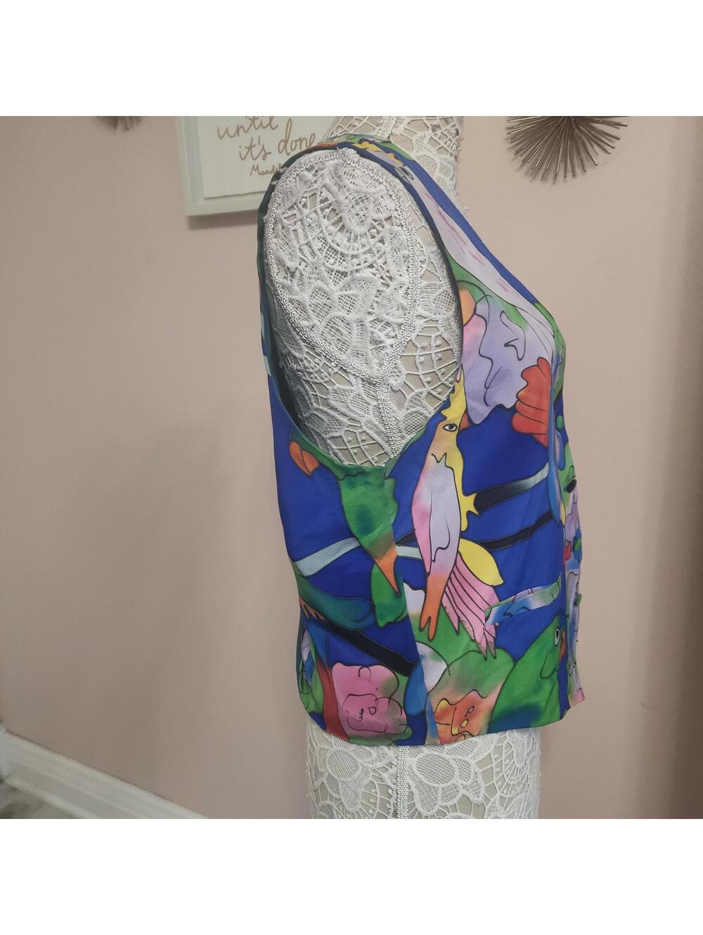 LKNW vintage 90's Sensual Silk by Caribbean Club M mens vest colorful - Picture 4 of 7